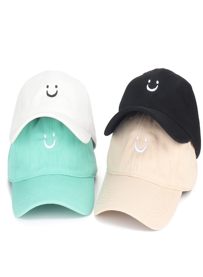 Umeepar Smile Face Baseball Cap for Women Men Adjustable Low Profile Unstructured Cotton Dad Hat (US, Alpha, One Size, Black) - Image 2